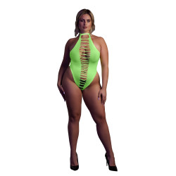 Ouch! Glow Body échancré ouvert à l'entrejambe avec dos nu Vert Fluo